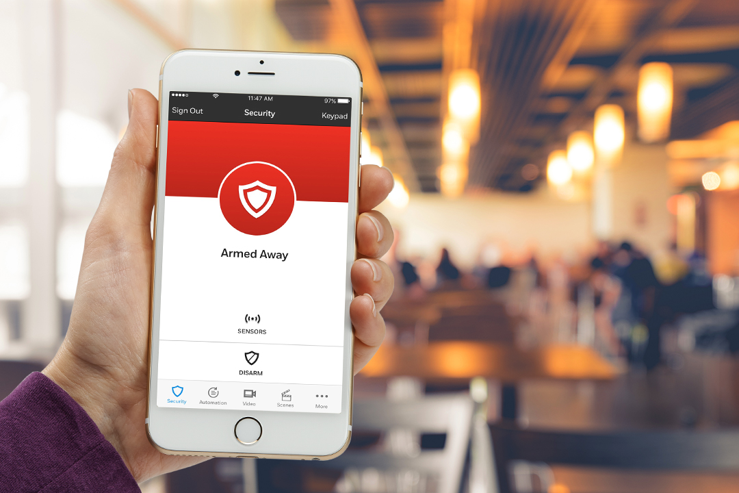 Blur people in cafe,restaurant with light bokeh background. Access door locks