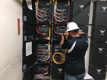 Man changing cables