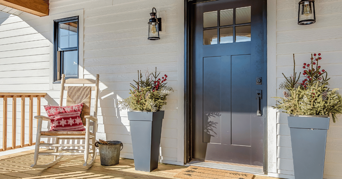Front door with keyless entry, one of many convenient smart lock features to look for.
